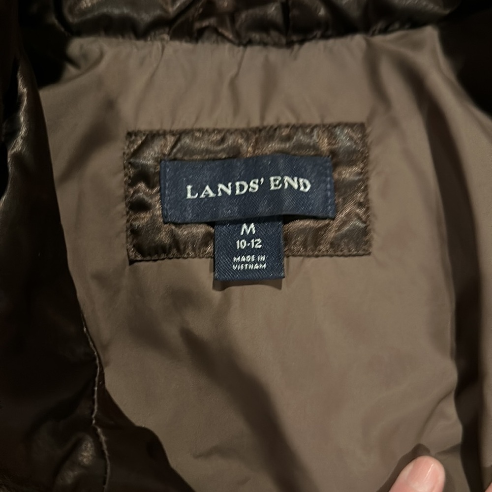 Brown Land's end puffer goose down long jacket size medium - Picture 2 of 4